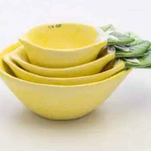 NWT TEN STRAWBERRY STREET 4pk Dolomite Lemon Measuring Cups - Picture 4 of 14